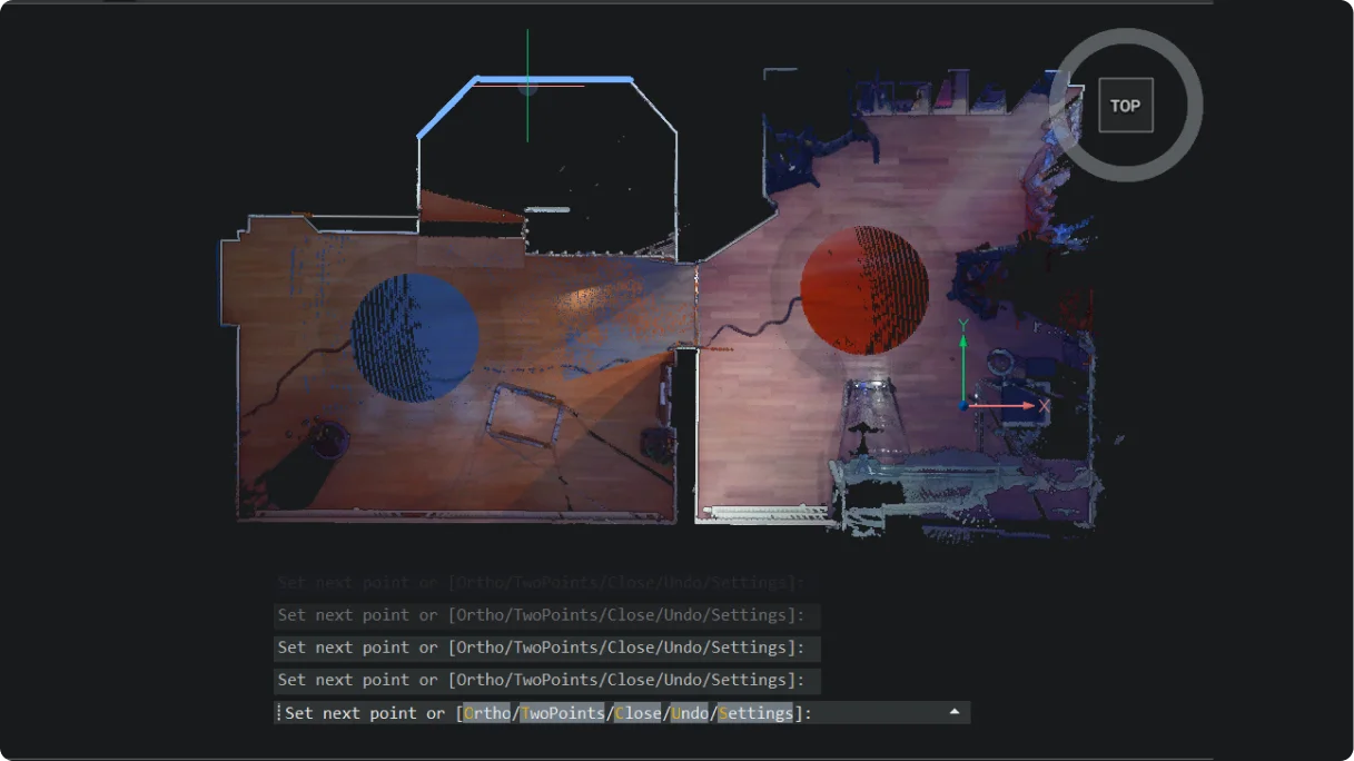2D polilinijsko praćenje na oblacima točaka