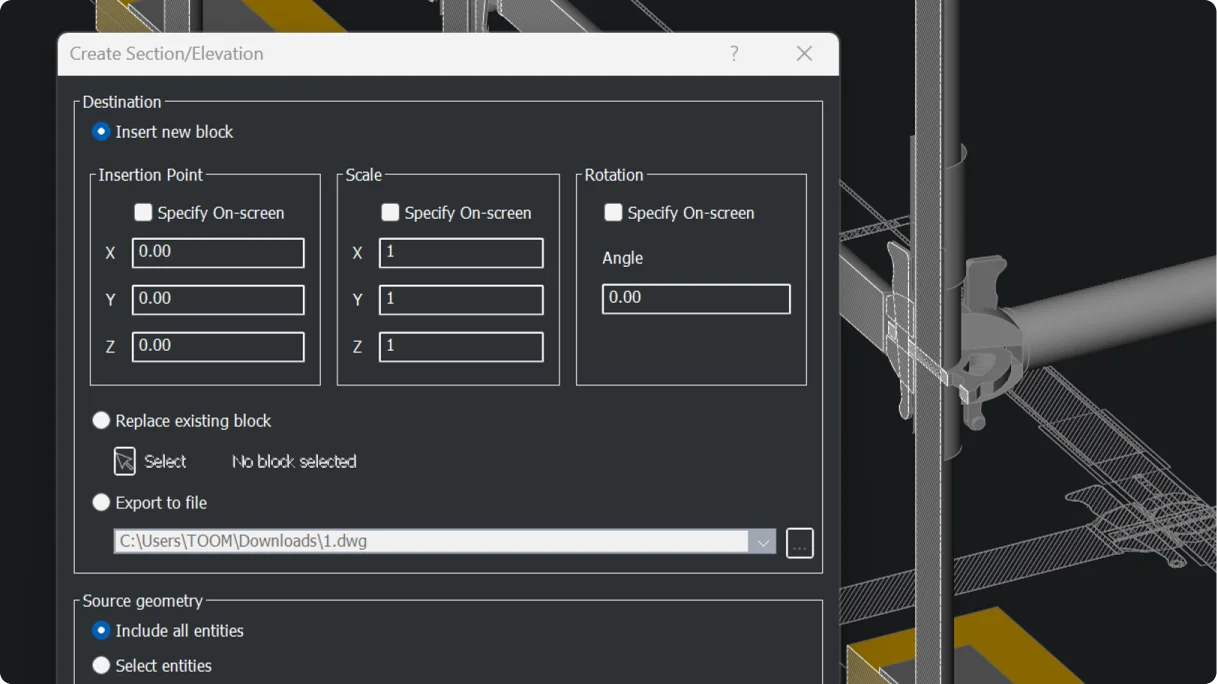 Stvaranje bloka iz ravnine presjeka