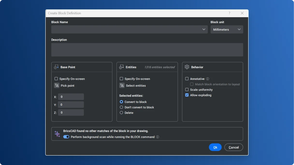 Blockify u dijaloškom okviru Stvaranje definicije bloka