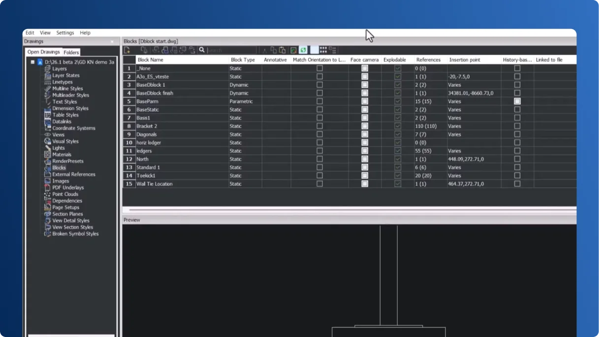 Pretraživanje blokova u Istraživaču crteža
