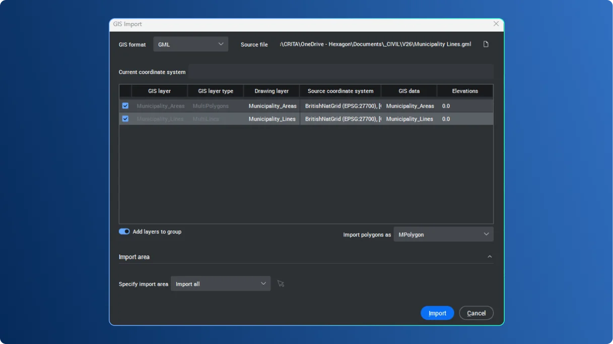 Uvoz i izvoz GIS podataka za GML datoteke