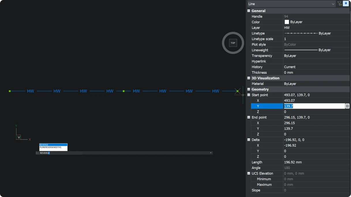 Obrnite smjer vrhova odabrane geometrije